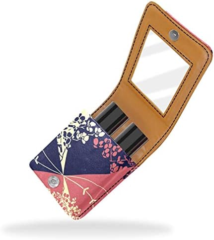 GUEROTKR Travel ruj Organizator caz, caz ruj portabil machiaj Sac cu oglinda, abstract Albastru roșu fluture model