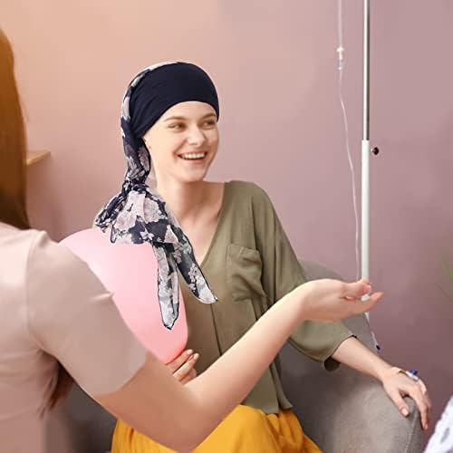 Foheel Chemo Turbane pentru femei pentru femei Eșarfă de cap cu păr lung Headwraps pălării de cancer
