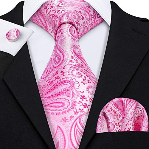 Barry.wang paisley cravată set de modă hanky manșete de cravată pentru bărbați mătase țesută