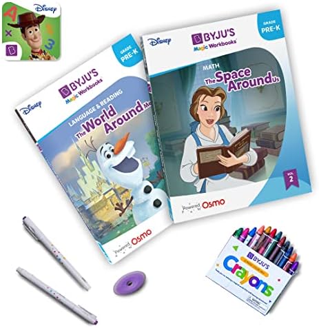 Cărțile de lucru magice ale lui Byju: Disney Pre -K Math, Language & Reading - Vârsta 3-5 - Include personaje Disney & Pixar