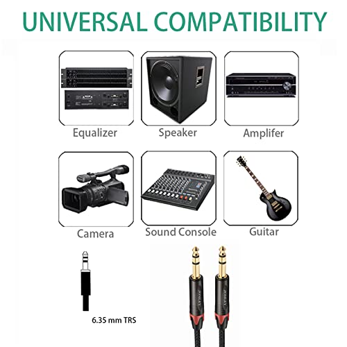 Cablu Jomley 1/4 TRS, cablu de sfert de centimetru nylon împletit 1/4 inch până la 1/4 inch TRS Cablu stereo, echilibrat 1/4 până la 1/4 cablu audio Interconectare cablu-3.3ft