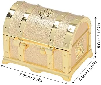 Syuanmuer cutie de bijuterii de epocă,cutie de bijuterii din aur cu design reliefat, cutie dreptunghiulară cu piept de comori