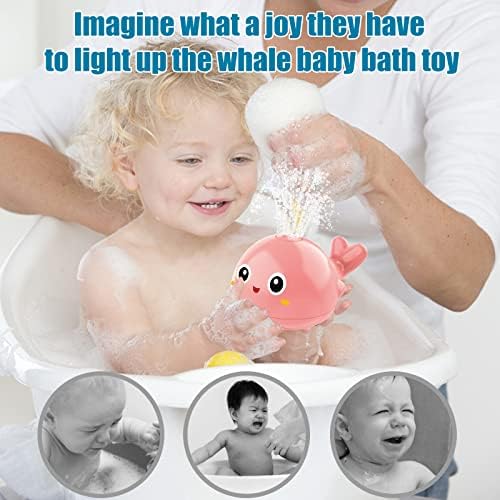 Jucărie pentru baie de balenă pentru copii mici 1-3, Lumine Up Balet Bath Bath Toy Sprinkler 【Dupa strat impermeabil】, Jucării automate cu apă spray cu apă pentru copii pentru copii pentru copii pentru copii, piscină înot pentru copii jucărie - roz