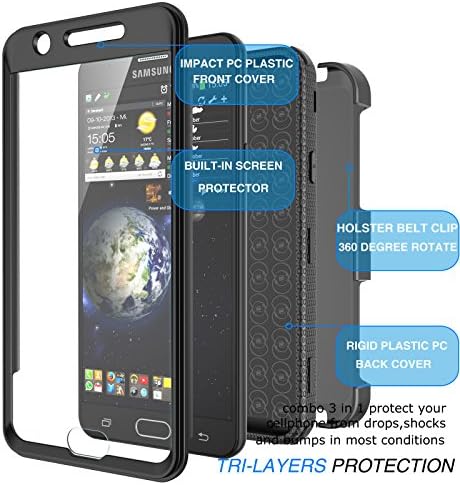 Tekcoo Galaxy J7 Sky Pro Case, Tekcoo Galaxy J7 V/J7V/J7 Perx Holster Clip, [Tshell] [Ecran încorporat] Blocarea securizată a capacului de telefon cu centură pivotantă Copertă de telefon complet pentru caroserie pentru Samsung J7 2017 [negru]