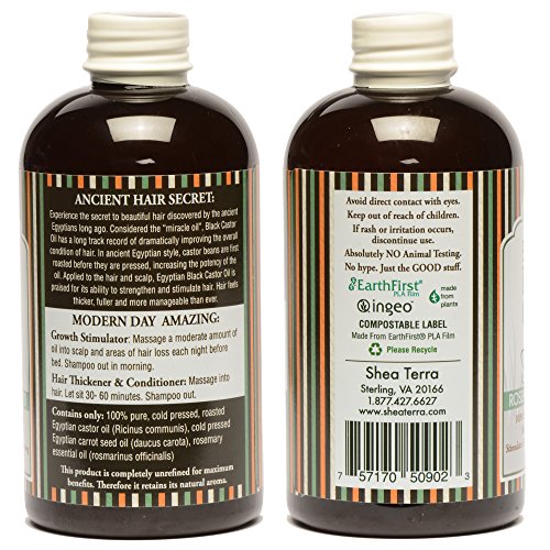 Shea Terra Organics Ulei Extra Virgin de ricin negru egiptean Pur-semințe de morcov rozmarin / ulei de păr natural de