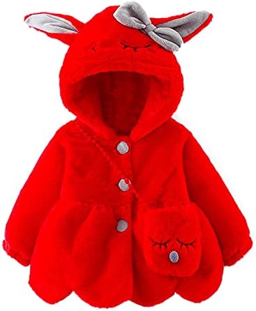 Fete de desene animate de iarnă Iarna iepure cu glugă Păstrați jacheta caldă pentru bebeluși pentru bebeluși+geantă fete haina
