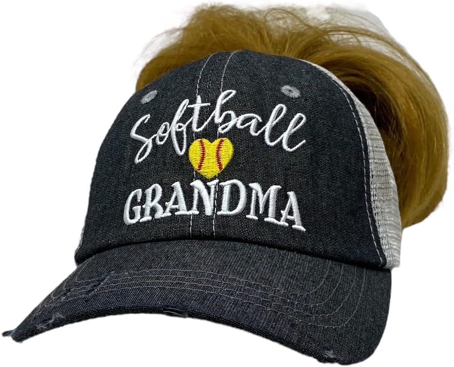 Cocomo Soul Womens Softball Bunica pălărie | Bunica softball MESSY BUN BUN POYTAIL HATAIL | Capul bunicii softball | Bunica