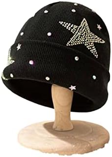 Pălărie de iarnă pentru femei tricotate pălărie de beanie cu perle calde de craniu cald manșetă beanie