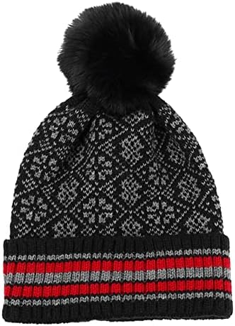2022 Femei Tricotate Moda De Iarnă Stil Național Imprimare Pălării Cu Dungi Minge De Păr Raccoon Șapcă Caldă De Schi Trim Hat Șapcă Caldă