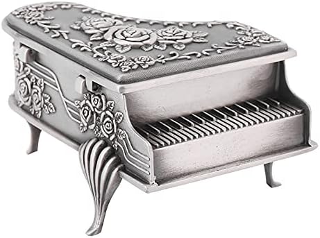 Schellen bijuterii cutia de depozitare, aliaj de zinc Silver pian Piano Cercei de trinket Cutie Inel Organizator Cadou Portabil