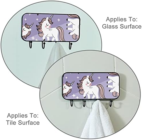 GUEROTKR cârlige pentru agățat, cârlige adezive de perete, cârlige autoadezive, model violet animal Unicorn fără sudură