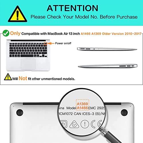 Mosiso compatibil cu carcasă MacBook Air de 13 inch, carcasă tare din plastic și pungă cu mânecă verticală și capac de tastatură și protector de ecran, spațiu gri și cristal clar