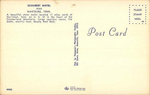 Schubert Motel Wartburg, Tennessee TN Carte poștală originală vintage