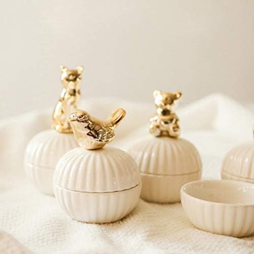 Amosfun colier cutie de bijuterii din ceramică cutie de bijuterii Mini carcasă multifuncțională borcan de bomboane de nuntă