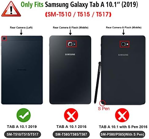 Carcasă Fintie pentru Samsung Galaxy Tab A 10.1 2019 Model SM-T510/T515/T517, Vizualizare cu mai multe unghiuri Cover cu buzunar,