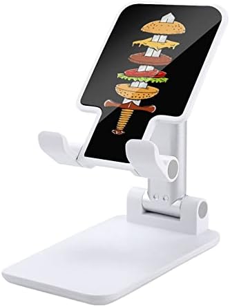 Standul de telefon cu hamburger cu sabie tipărit, compatibil cu tabletele comutatorului iPhone, pliabil, suport pentru telefonul