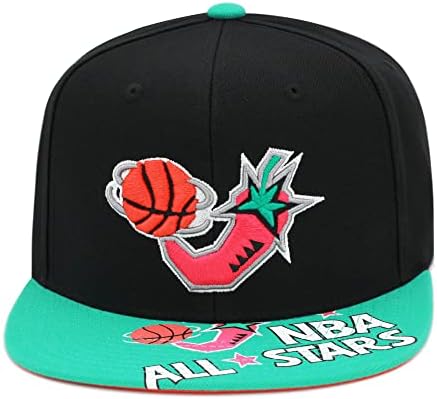 Mitchell & amp; Ness NBA All Star joc Reload 3.0 Snapback pălărie capac reglabil-negru / Teal / piper roz / San Antonio Spurs