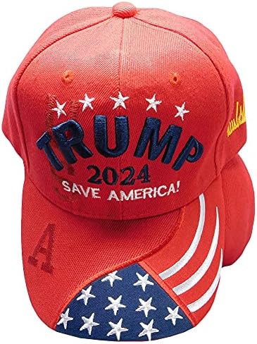 Trump 2024 Salvează America! USA Shadow USA Flag Bill Signature Red poliester Reglabil brodate șapcă de Baseball pălărie