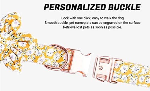 Aipnis Guler pentru câini personalizat cu cravată de margarete, personalizat brodat cu numele animalelor de companie și numărul