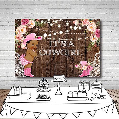 MEHOFOTO este o Cowgirl Baby Shower fundaluri pentru fotografie Rustic lemn dantelă roz Floral fată Baby Shower String lumini