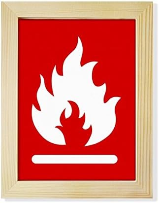 Diythinker Fire Red Square Avertisment marcaj desktop împodobit cadru foto Afișare Artă Pictură din lemn