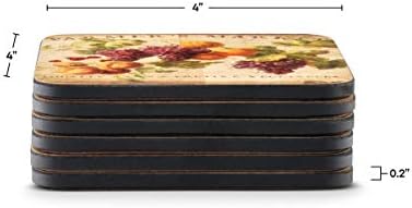Pimpernel Abundant Fall Collection Colecters | Set de 6 | Cork Bead Board | Rezistent la căldură și pete | Băuturi Coaster pentru protecția pe masă | Măsoară 4 ”x 4”