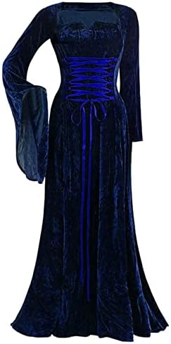 Femei cocktail-uri rochii medievale Maneca lunga Vintage Plus Dimensiune rochie petrecere rochie Elegant podea lungime Rochie
