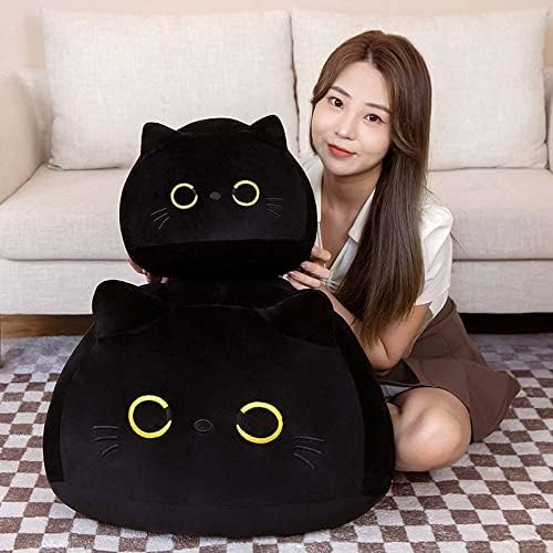 Jucărie de pluș pisică neagră, formă creativă pentru pisici umplute jucării pisici de pluș pernă de jucărie pentru prietena