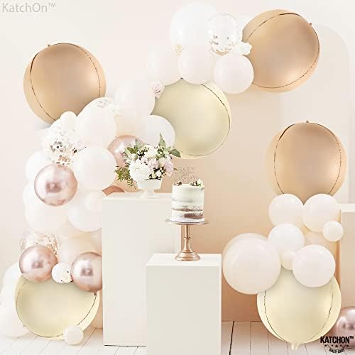 Katchon, set de baloane de nisip alb - 22 inch, pachet de 6 | Mylar Cream Balloons, baloane bej pentru decorațiuni de duș pentru