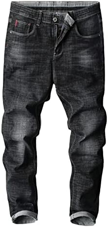 Bărbați slim se potrivesc jambiere întinse din denim pantaloni elastici skinny retro blugi retro flacări de flacări drepte