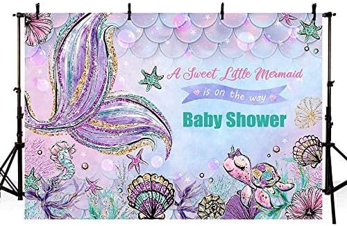MEHOFOND mermaid Baby shower decor fundal o sirenă dulce este pe drum marea lume sirenă poveste scară broască țestoasă cal