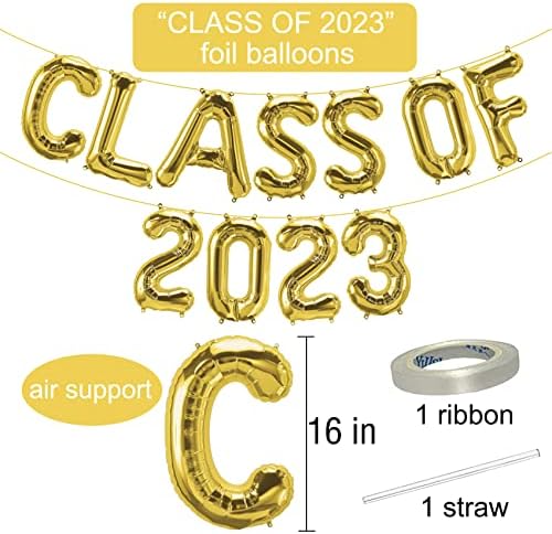 Banner baloane clasa Tellpet din 2023 pentru decorațiuni pentru petrecerea de absolvire, Negru