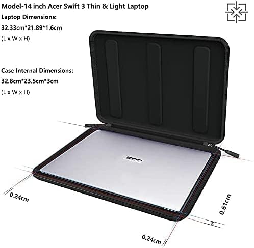 Smatree 13-14inch cu mânecă dură compatibilă pentru 13.6inch MacBook Air Case 2022.14inch MacBook Pro 2021/ Acer Swift 3 Laptop