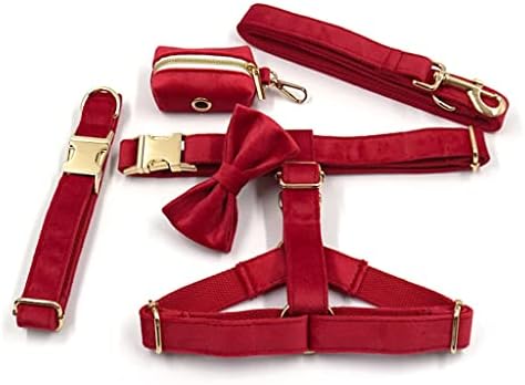 Cabina de câine roșie generică personalizată 5pcs/set harnașă pentru animale de companie guler cu guler lesa geantă funcțională
