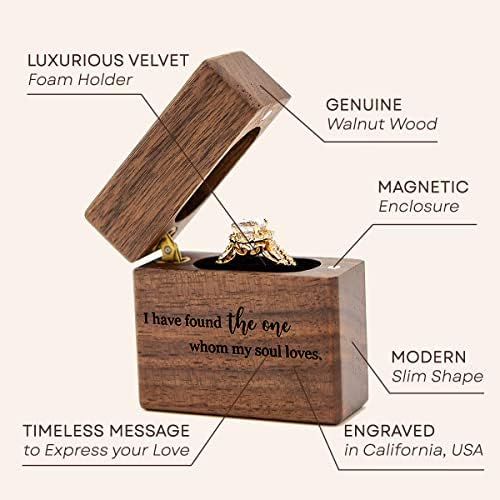 Muujee Am găsit o cutie de inel de logodnă subțire - Cutie de inel din lemn gravat pentru ceremonie de nuntă Propunerea de