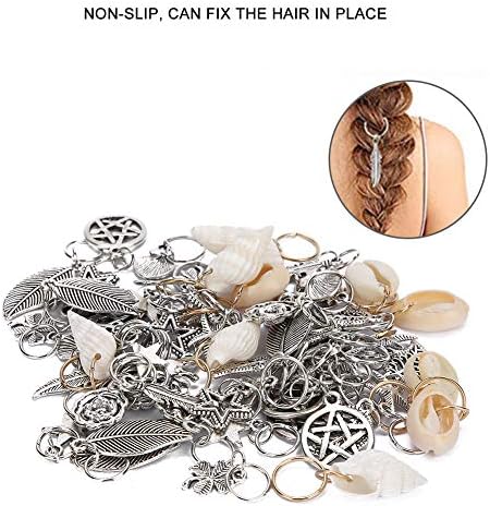 Inele de împletitură de păr 70 pc, inel de mărgele de dreadlocks, pandantiv pentru părul de păr accesorii pentru păr Clipuri
