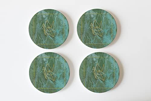 4 Coaste de băuturi ceramice absorbante cu Cork Back, artist proiectat, set de 4 ”Circle Coaster, protejează tableta, cadou
