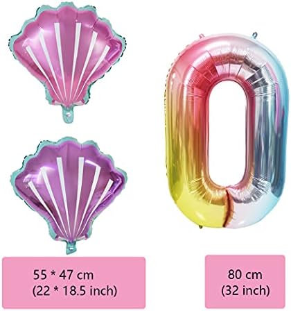 Daimay Mermaid Numărul de coadă Shells Sea Helium Ocean Foil Balloane Balloane digitale baloane purpurii Număr colorat strălucitor
