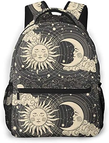 Databuliu școlar rucsac Zodiac Sun Moon Magic Trot Astrologie pentru femei Girl Laptop Bookbag Durabil casual Daypack Student