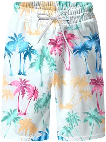Pantaloni scurți pentru bărbați, pantaloni de plajă hawaii de vară, moda plus dimensiuni cu coardă dreaptă pantaloni scurți