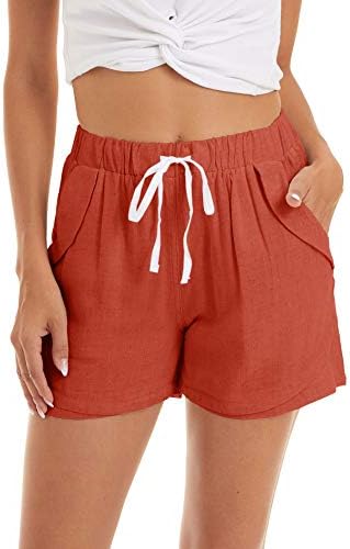 Pantaloni scurți de vară pentru femei Tacvasen pentru femei casual din bumbac Solid confortabil de vară plajă pantaloni scurți