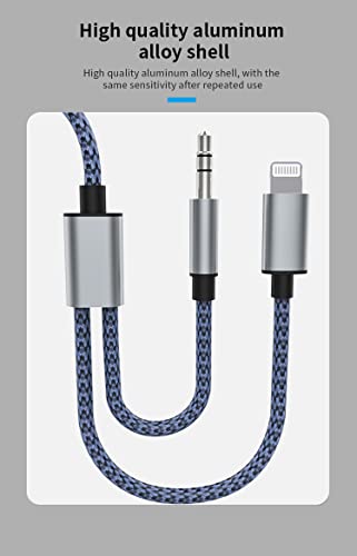 Cablu iPhone Aux pentru auto audio, 2 în 1 fulgere și 3,5 mm până la 3,5 mm cablu audio compatibil cu iPhone 13/12/11/XR/XS/X/8/7,