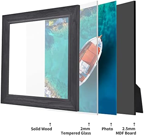 Podronale 10x10 Cadru de imagine din lemn Set de 2, HD temperat Glas, lățime de 1,57 , montat pe masă și montat pe perete,