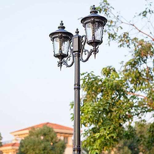 Guocc Creative Courtyard Street Light Air Air Open High Pol Cap dublu cu street Light cu semințe de sticlă Stand Standard Lamp