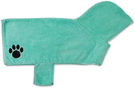 Bone Dry Pet Robe Collection, halat de baie brodat din microfibră absorbantă cu închidere reglabilă, pentru câini și pisici,