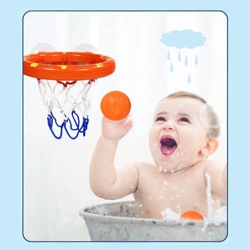 Fun Fun Basketball Hoop & Balls Playset pentru băieți și fete, joc de tragere de baie și distracții pentru copii pentru copii pentru copii, cupe de aspirații care se lipesc de orice suprafață plană + 3 bile incluse