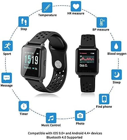 Fitness Tracker, ceas Sport, Smartwatch pentru bărbați Femei, cu Monitor de somn al ritmului cardiac al tensiunii arteriale,