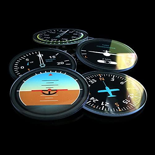 Timethink 6 piese instrument de aeronave Instrumente moderne de zbor acrilice Aviație amuzantă set pentru băuturi pentru bara