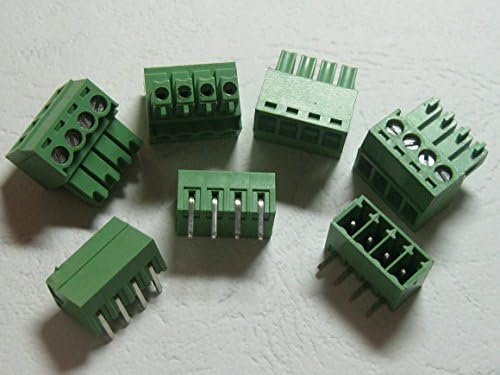 40 buc unghiul unghiului 4pin/mod de ton 3,81mm șurub Conector bloc de bloc de culoare verde Culoare verde cu pin unghiular