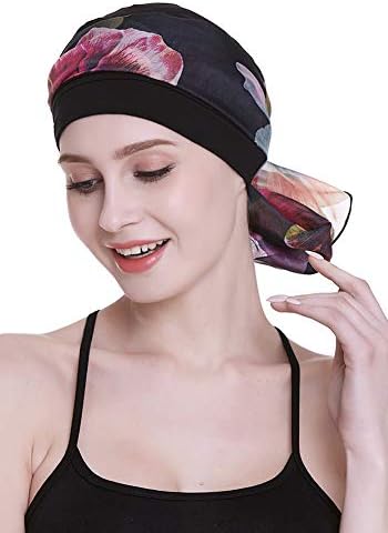 Elegant chemo Cap cu matasoasa Eșarfe pentru Cancer femei căderea părului somn Beanie
